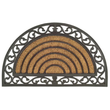 Jensendistributionservices Half Round Rubber Back Coir Doormat Scrolled Grill MI2592390